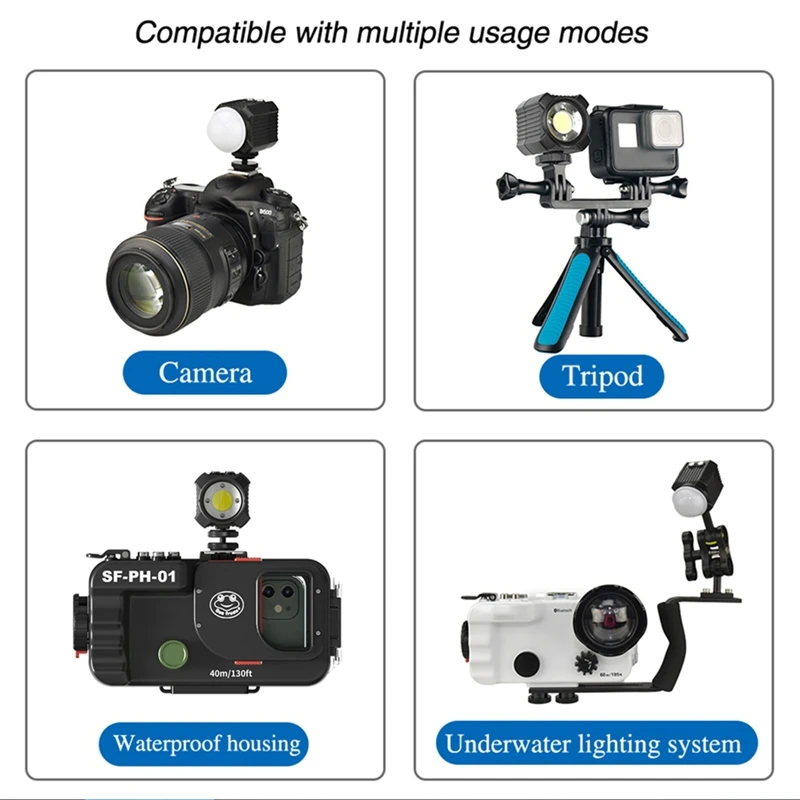 FULL-SL-19 Impermeável Mini Camera LED Light, Gopro, Canon, SLR, Câmeras Digitais, Mergulho Fill Lamp, Fotografia Luzes, 60m