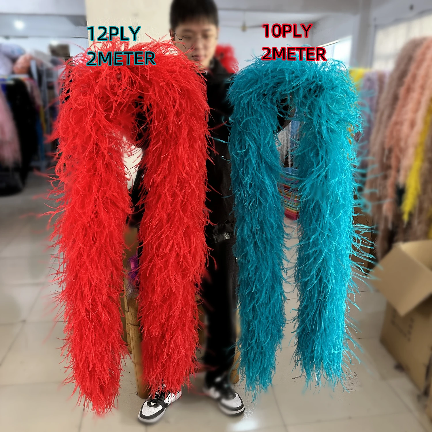 

10ply 12ply Fluffy Ostrich Feather Boa 1M 2M 3M Ostrich Plumas Shawl for Wedding Carnival Dress Dcor Ostrich Plumas Scarf Crafts