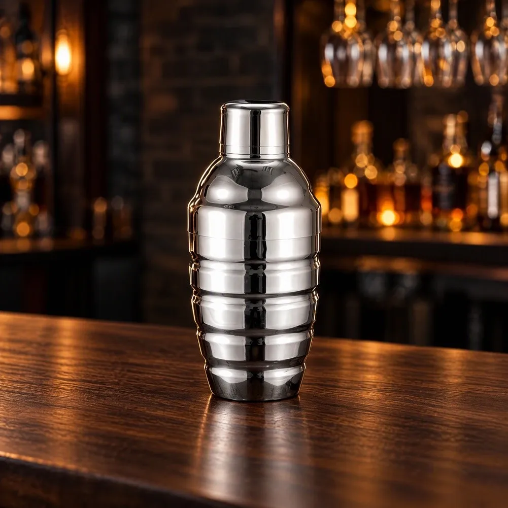 304 Stainless Steel Threaded Cocktail Shaker Groove Facade Drink Mixer For Bar Party Home Beverage Making Tool 500ml 700ml