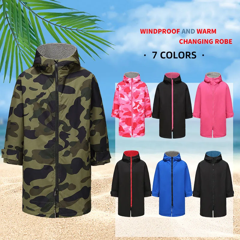 

Thicken Windproof and Warm Changing Robe Cotton Velvet Microfiber Towel Keep Warm Waterproof Winter Diving Surfing Swim Coat