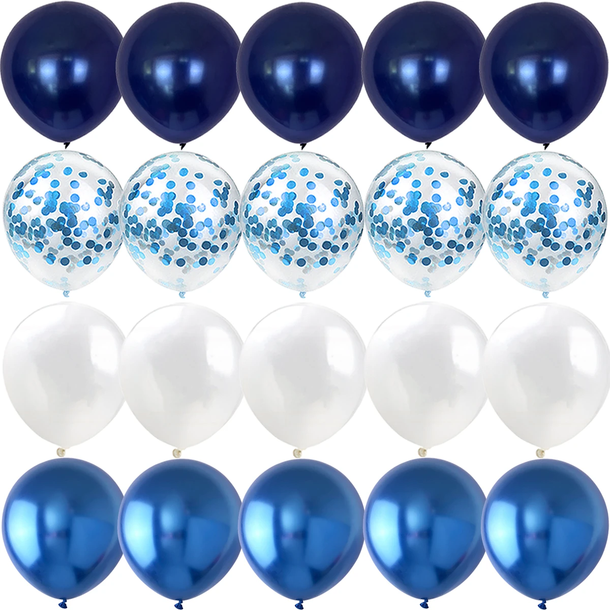 20PCS 나이트 블루 생일 파티 황금 풍선 베이비 샤워 금속 색종이 결혼 기념일 Mariage Globos 장식