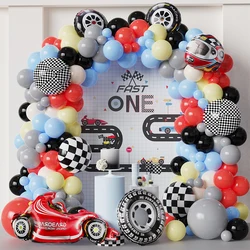118Pcs Race Car Theme Balloon Garland Arch Kit Sea Blue Black Latex Balloons Boy's Two Fast Birthday Party Baby Shower Decoratio