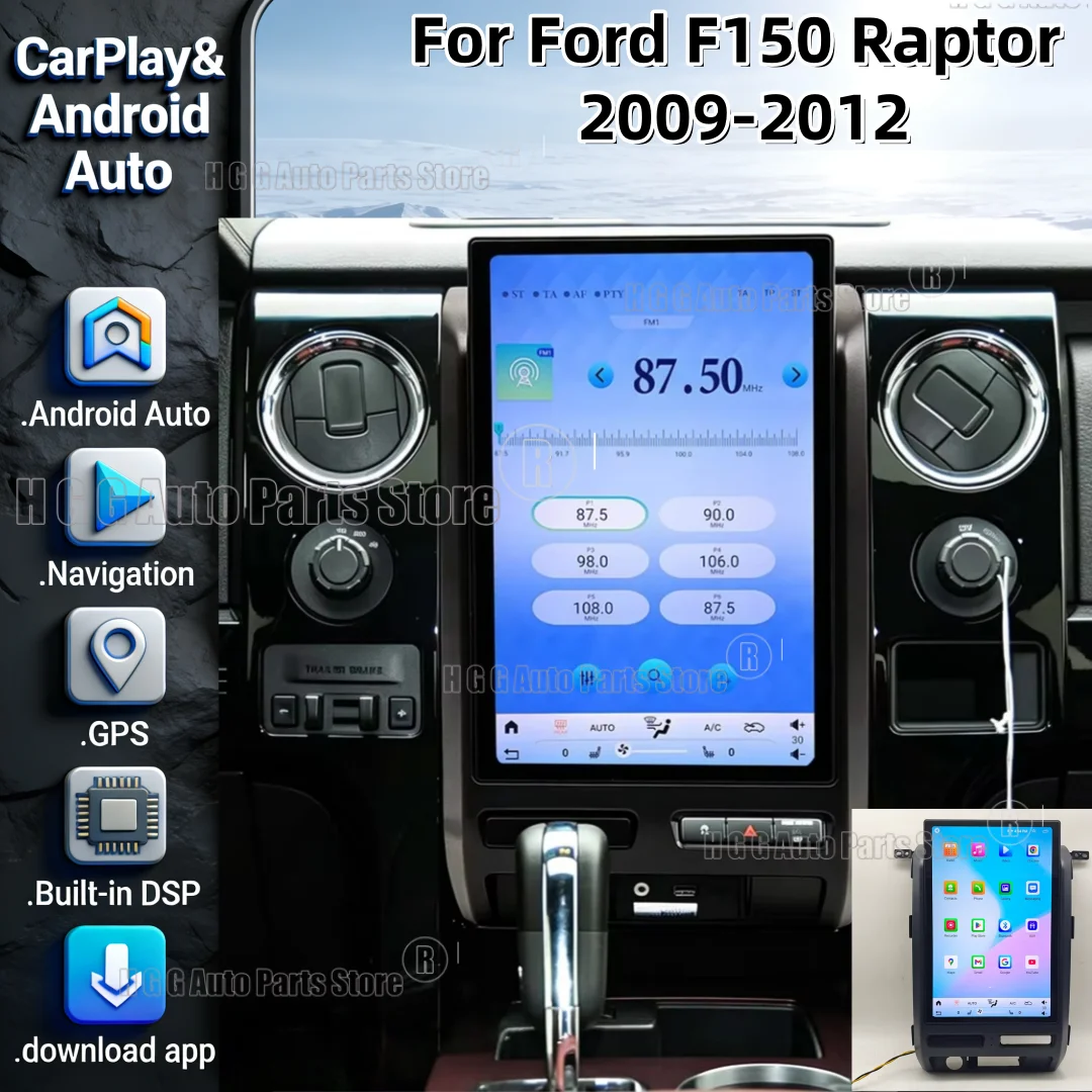 

14inch For Ford F150 Raptor 2009-2012 GPS 4G WiFi Wireless CarPlay Android Auto Bluetooth DSP Stereo Multimedia Player Head Unit