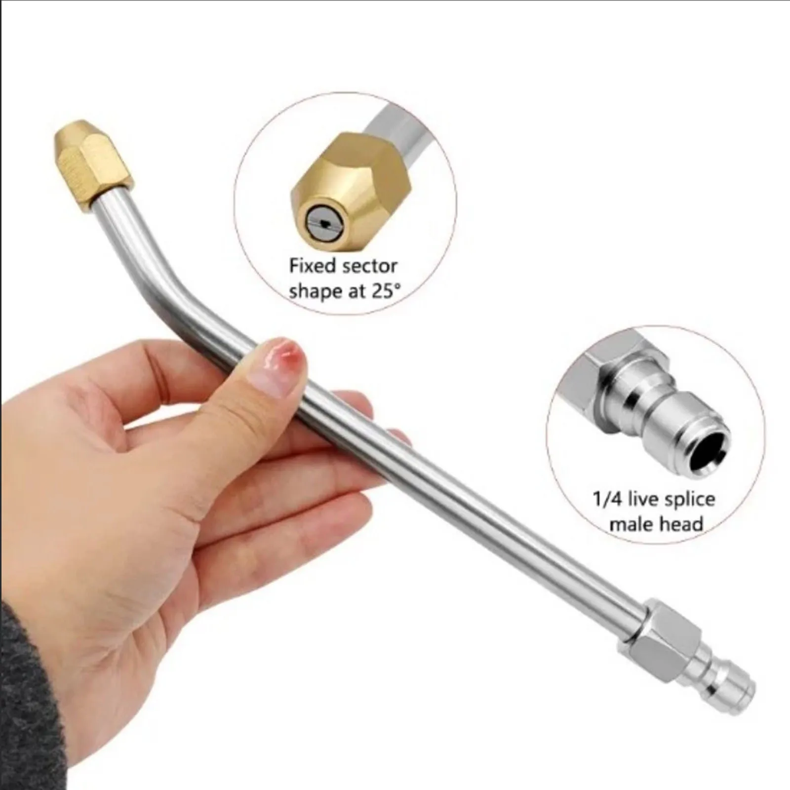 3Pcs Pressure Washer Extension Rod Stainless Steel Multi Angled Extension Lance for Undercarriage and Gutter Cleaner Attachment