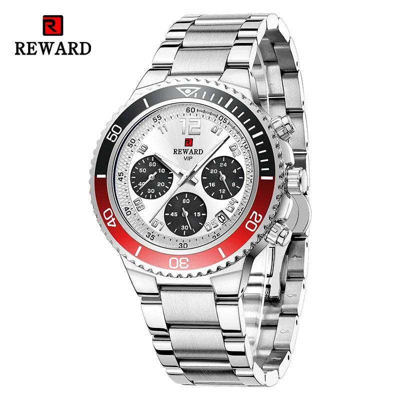 

New Design REWARD VIP Fashion Mens Watches Waterproof Luminous Chronograph Sport Wristwatches Stainless Steel Watch for Men