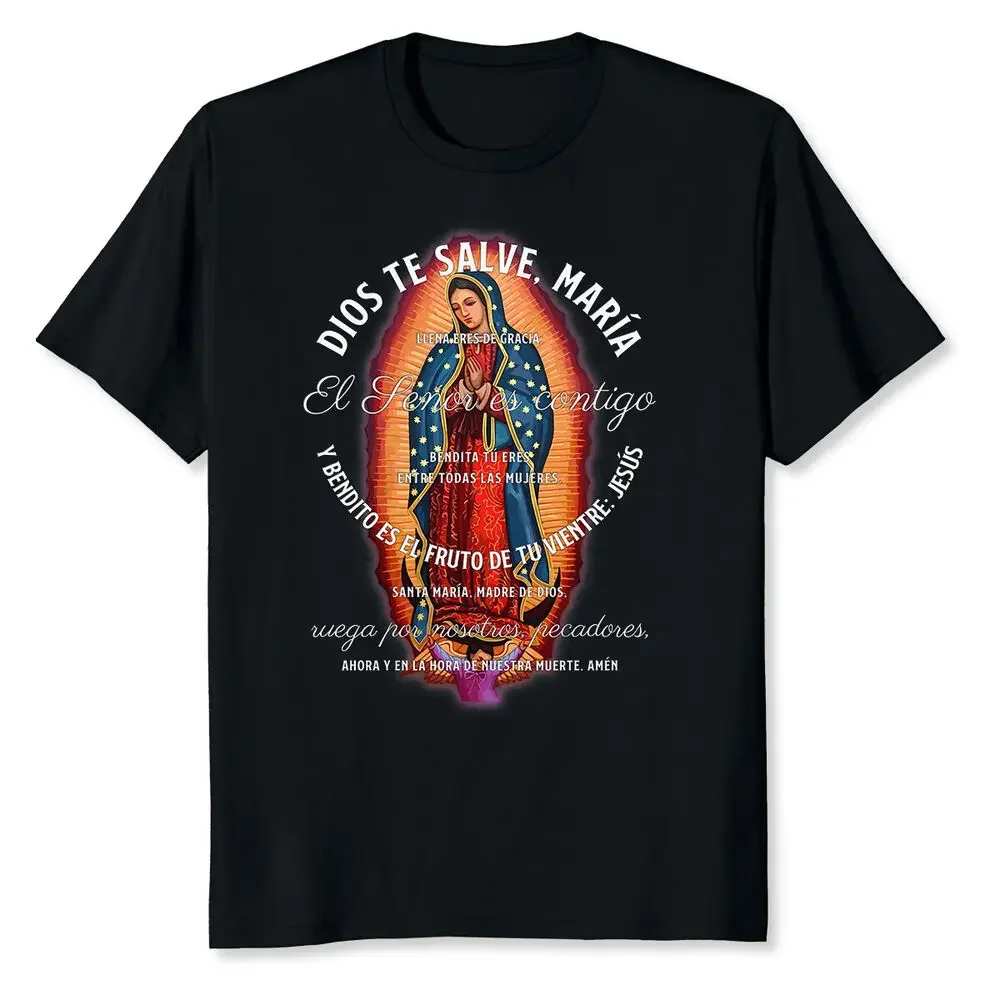 Our Lady Of Guadalupe Catholic Ave Maria Spanish Hail Mary T-Shirt Y2K tops Unisex Summer Short Sleeve