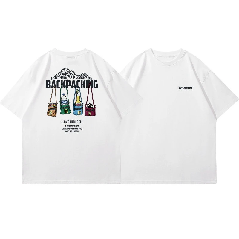 Best American Vintage Outdoor Style Romantic Backpacker Half-sleeved Short-sleeved T-shirt Mid-sleeved Casual Top Summer