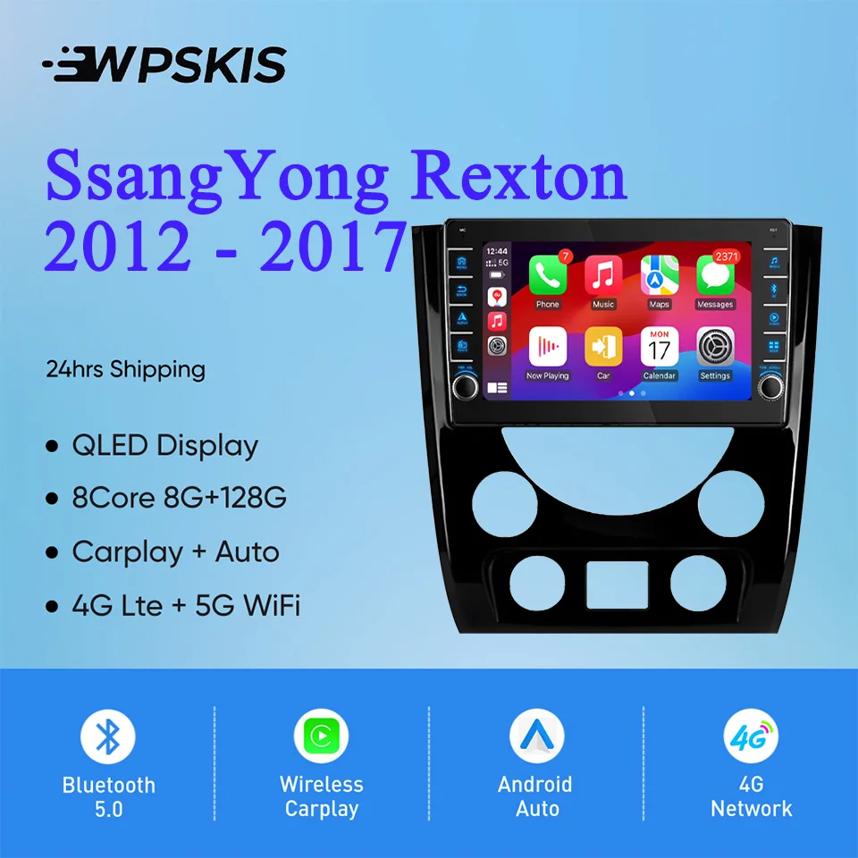 Radio de Coche con 8G de RAM y 128GB, Reproductor de DVD de Audio y Video A/V, GPS, Navegador, HU para SsangYong Rexton 2012-2017, Carplay, Auto DSP, RDS