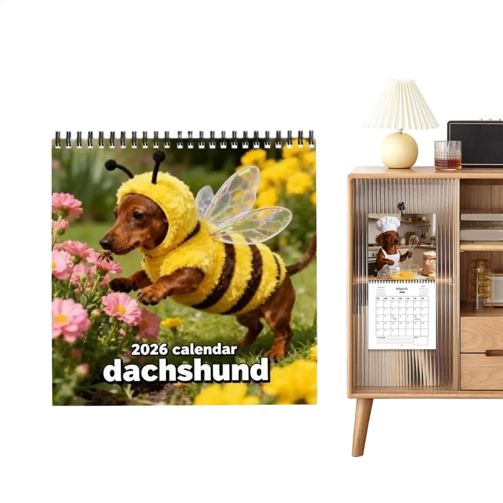2026 Wall Calendar Dachshunds 12 Monthly Planner Scheduling Tool Dog Calendar 2026  for Appointment Holiday Bedroom Living Room