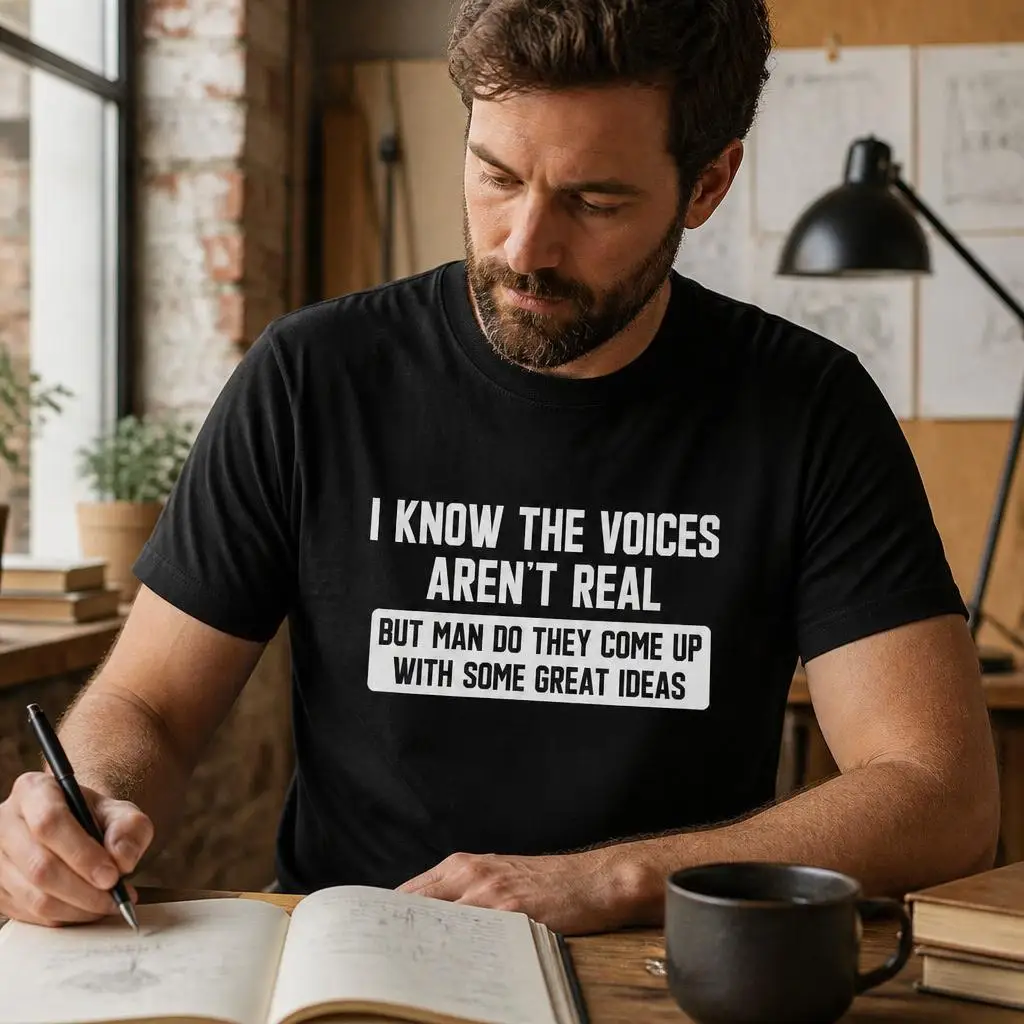 Mental Health Thoughts Sarcastic Quote Dark Humor T Shirts Casual Tees Short Sleeve Round Collar T-Shirt Pure Cotton Tops