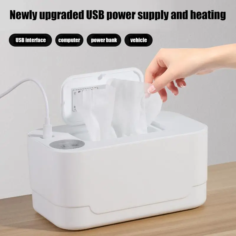 Wet Wipe Warmer for Baby Wet Tissue Heater Wet Wipe Tissue Warmer USB Charging Thermostatic Pull Wipes Dispenser