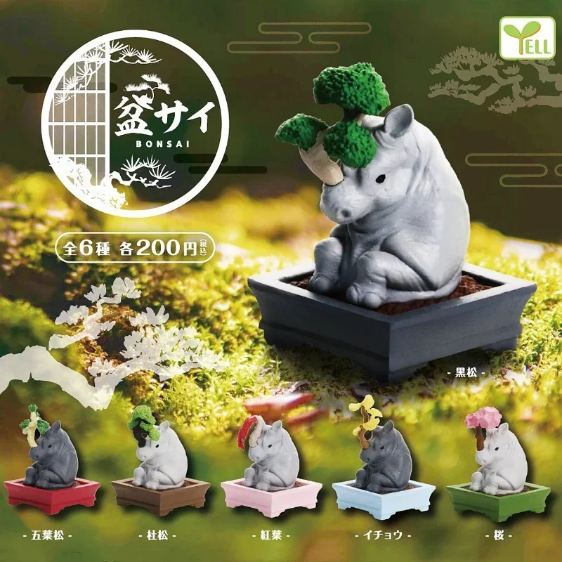 YELL Original Gashapon Kawaii Capsule Toys Figure Plant Cute Rhinoceros Bonsai Anime Figurine Creative Gifts Desktop Decor