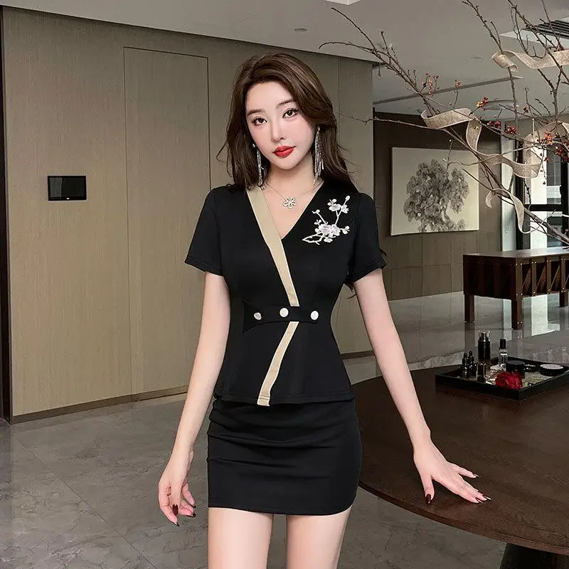Ladies' New Workwear Set Hotel Waiter Beauty Salon Spa Massage Nail Art Coffee Sexy Foot Bath Sauna Technician Overall Uniform