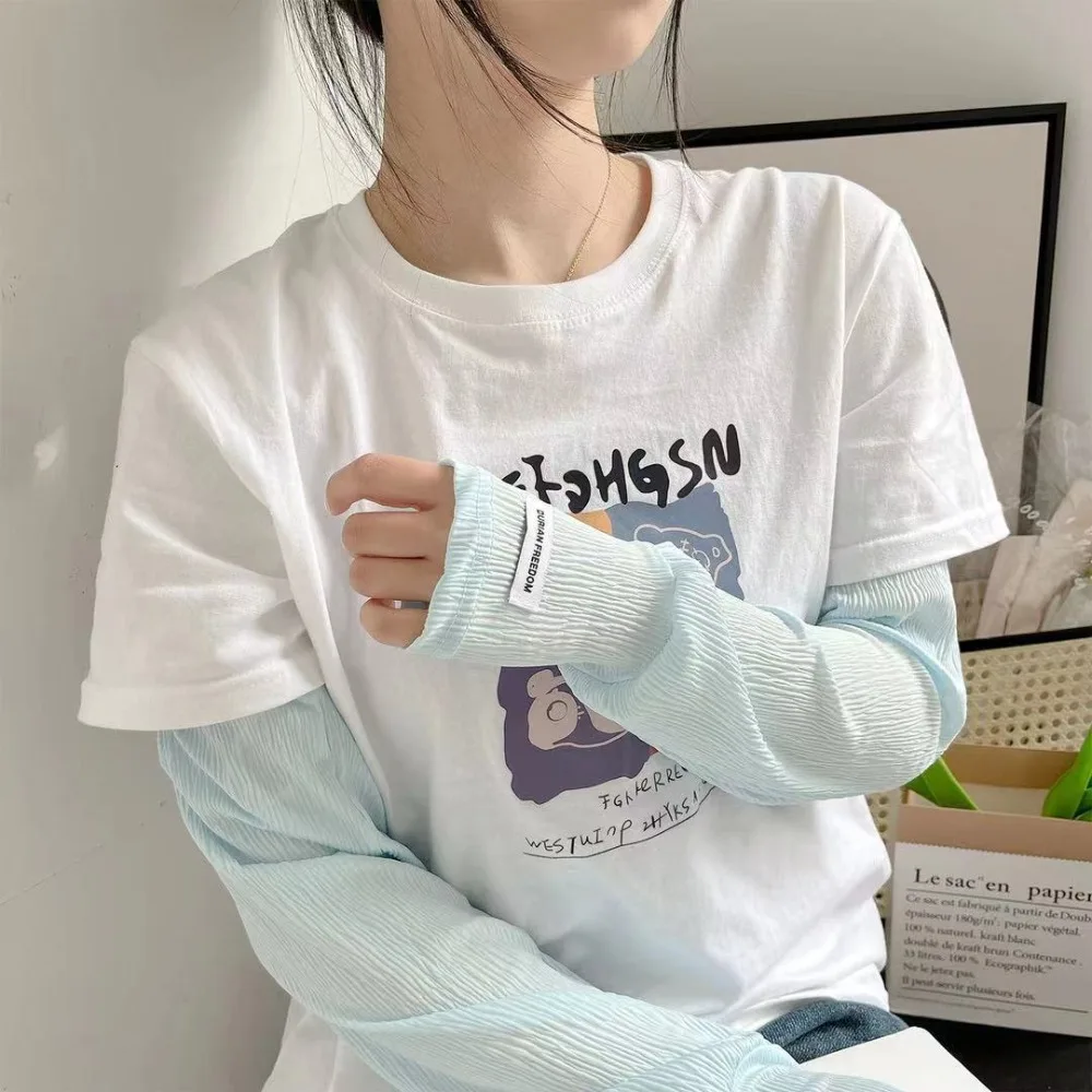 Stretchy Ice Silk Arm Sleeves Thin UV Protection Hand Protector Cover Touch Screen Half Finger Sleeves Sports