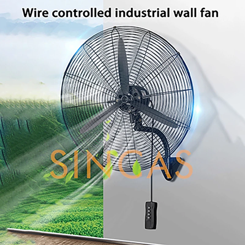 

220V Metal Blades Wall Mounted High Velocity Fan Wired Remote Control Powerful Airflow Adjustable Speed Industrial Factory