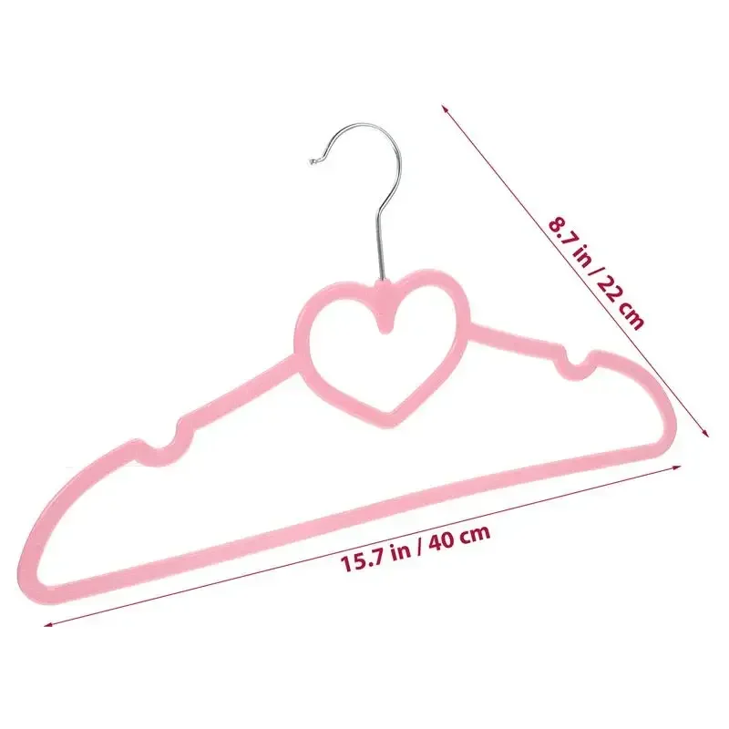 10PCS Clothes Hanger Durable Hanger ABS Heart Pattern Coat Hanger for Adult Children Clothing Hanging Supplies (Pink)