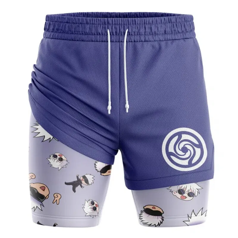 Double-layer Men's Summer Casual Beach Shorts, Unisex Fitness Running Shorts