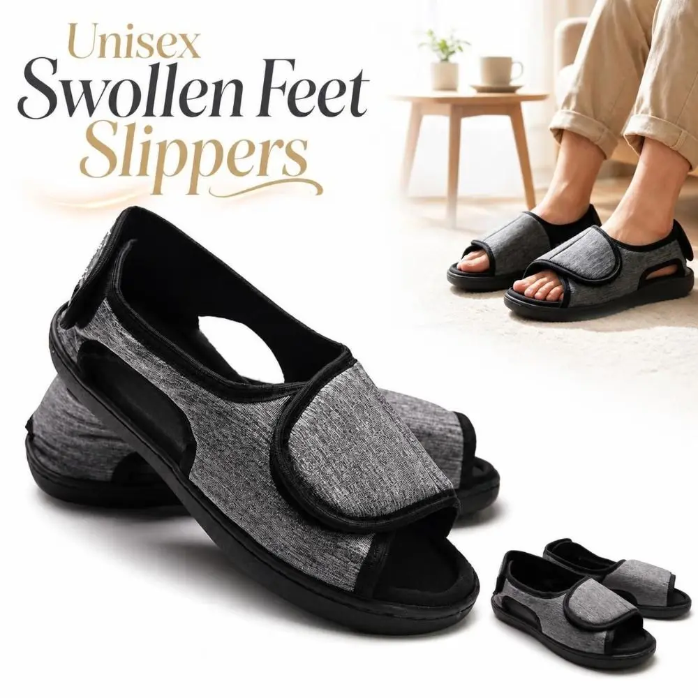 Open-Toe Unisex Adjustable Slippers Breathable Soft Wide Width Sandals Non-slip Flexible Swollen Feet Slippers Daily‑wear