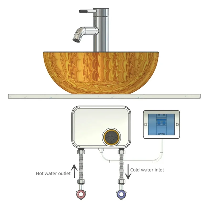 UNCL EU 플러그 5500W 전기 온수기 탱크리스 즉시 온수 소형 220V 주방 욕실 난방