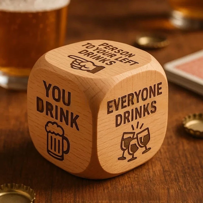 

Деревянный инструмент для замедления Drink's Dice ручной работы, креативные игральные кости с 6 гравировками для квилтинга, забавный подарок для любителей шитья