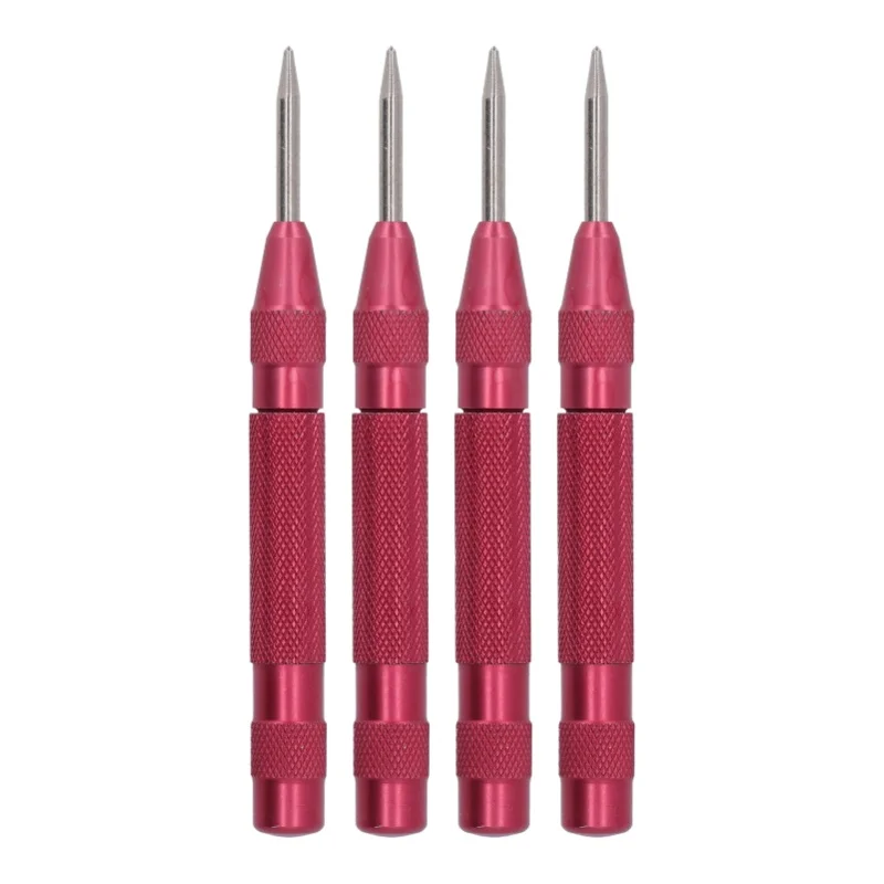 4Pcs Center Punch Automatic High Speed Steel 5in Tool Set Kit For Installation Maintenance Red