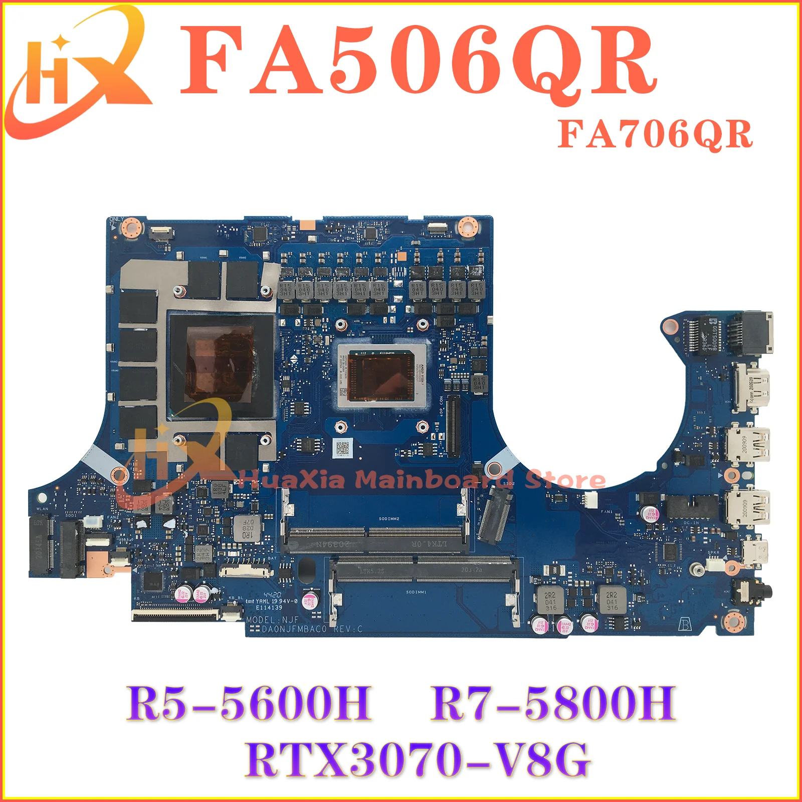 FA506QR Mainboard For ASUS TUF Gaming A15 A17 FA506Q FA506QM FA706QR Laptop Motherboard R5-5600H R7-5800H RTX3070 100% Test OK