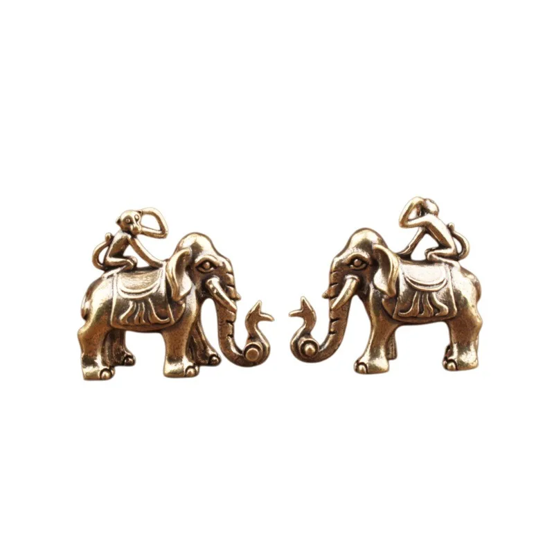 ثروة الفيل القرد الشكل ديكور المنزل ركوب الفيل سطح المكتب تمثال زخرفة نحت الفيل الحرفية البرونزية النحت #5