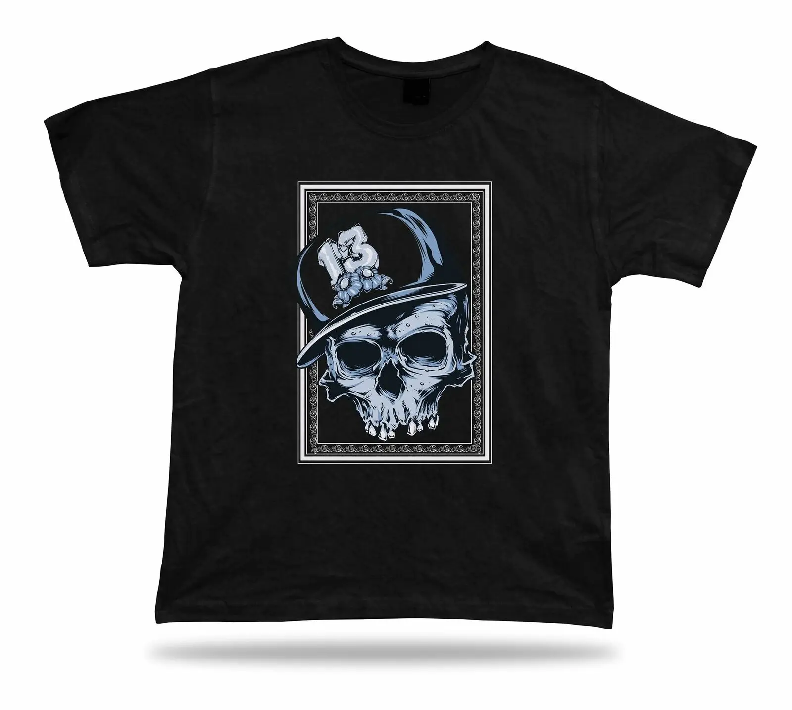 Tshirt Tee Shirt Birthday Gift Idea Thirteen Cap 13 Lucky Number Death Skull