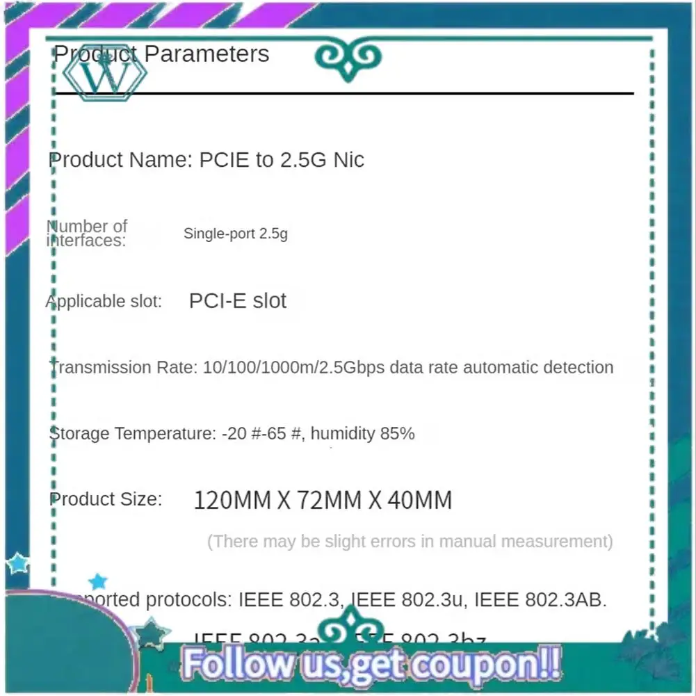 

Гигабитный сетевой адаптер A75Q-2,5 Гбит/с PCI-E Сетевая карта 2,5G RJ45 Карта контроллера локальной сети Чип RTL8125B Сетевая карта