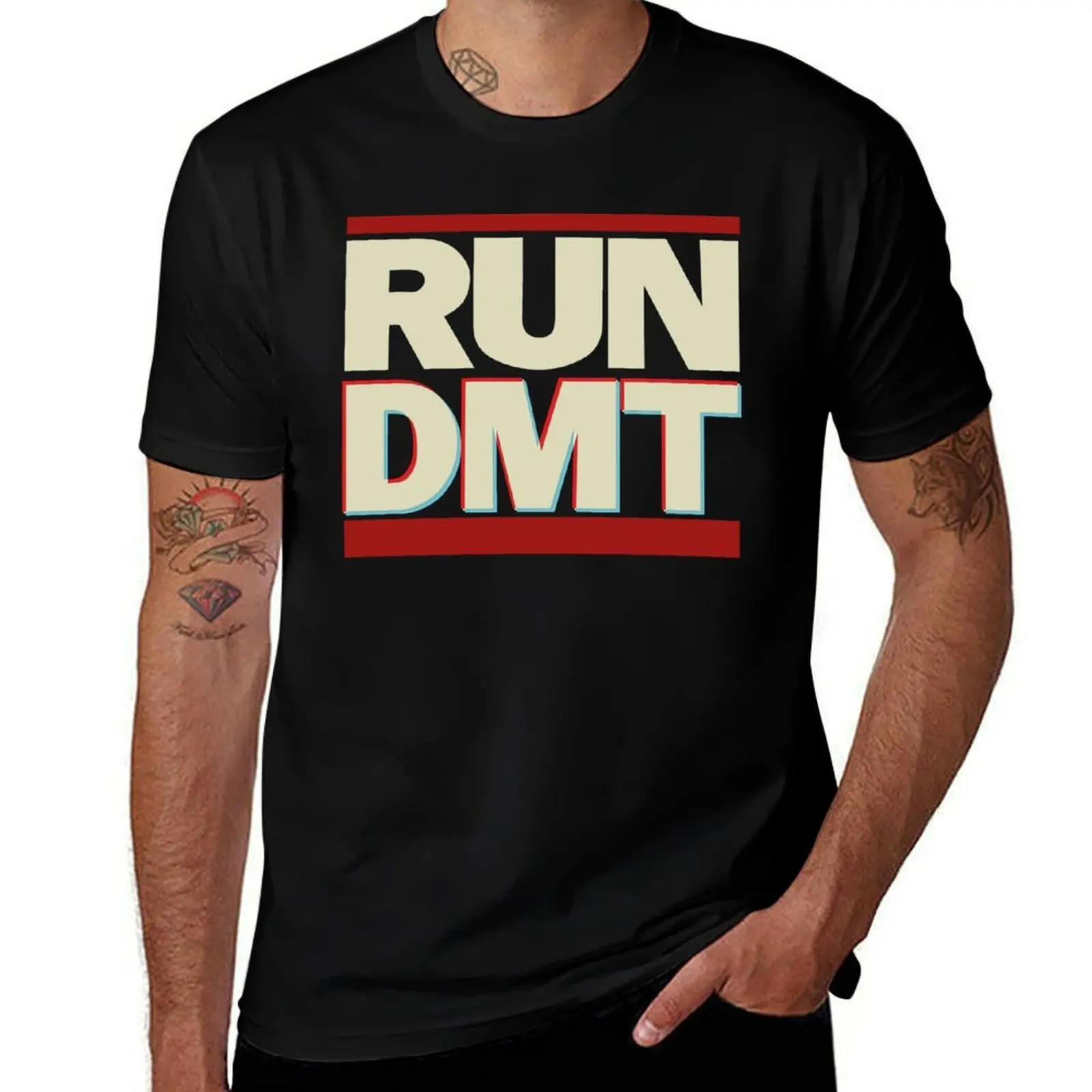 RUN DMT T-Shirt Minimalist Plain Crew Neck T-Shirt