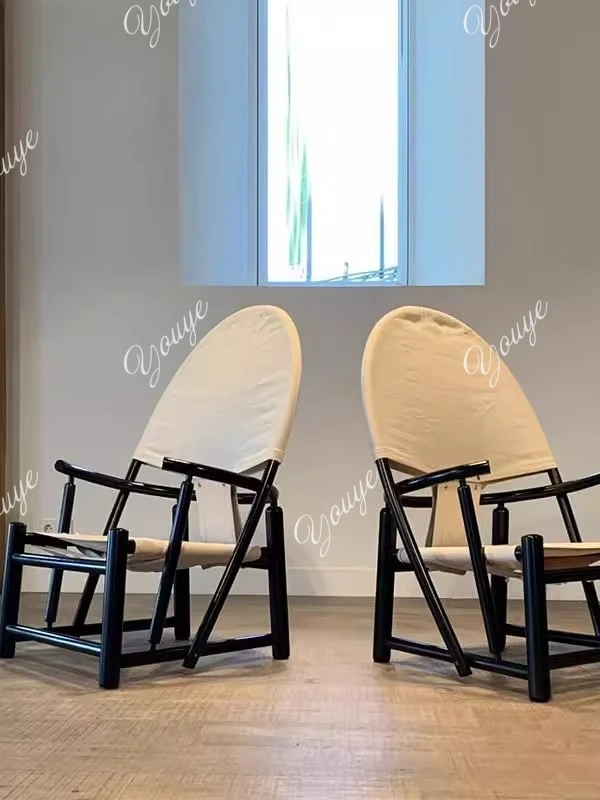 

Medieval style super leather chair classic simple custom solid wood recliner home living room balcony leisure chair