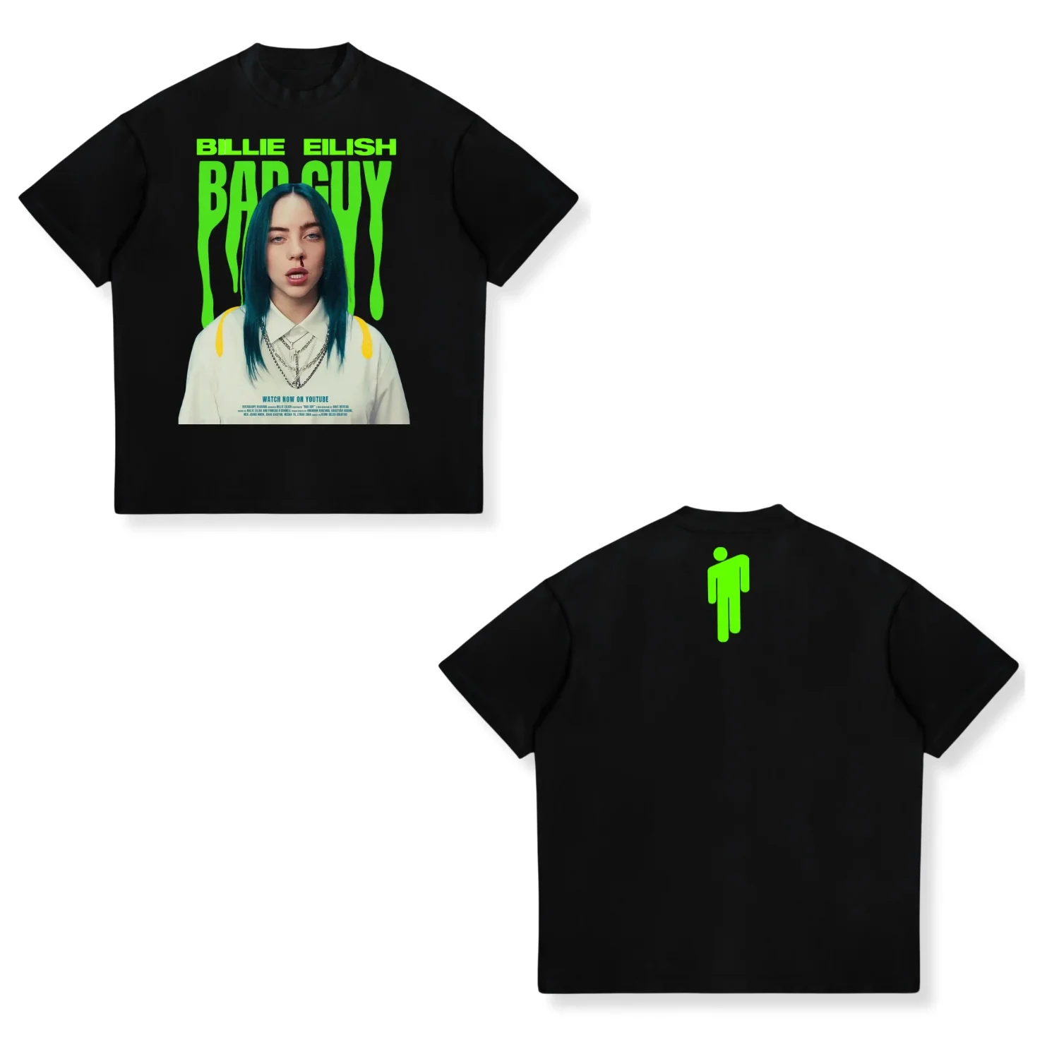 Billie Eilish Pattern T-shirt 2026 New Hot Selling Men's Women's Fashion Retro Music Fan Shirt Y2k Street Wear Cotton T-shirt