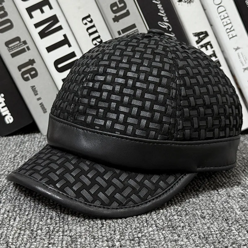 New Autumn Personality Retro Hip-hop Sheepskin Leather Baseball Caps Men's Cap Natural Genuine Leather Cap Women's Hat 모자 кепка