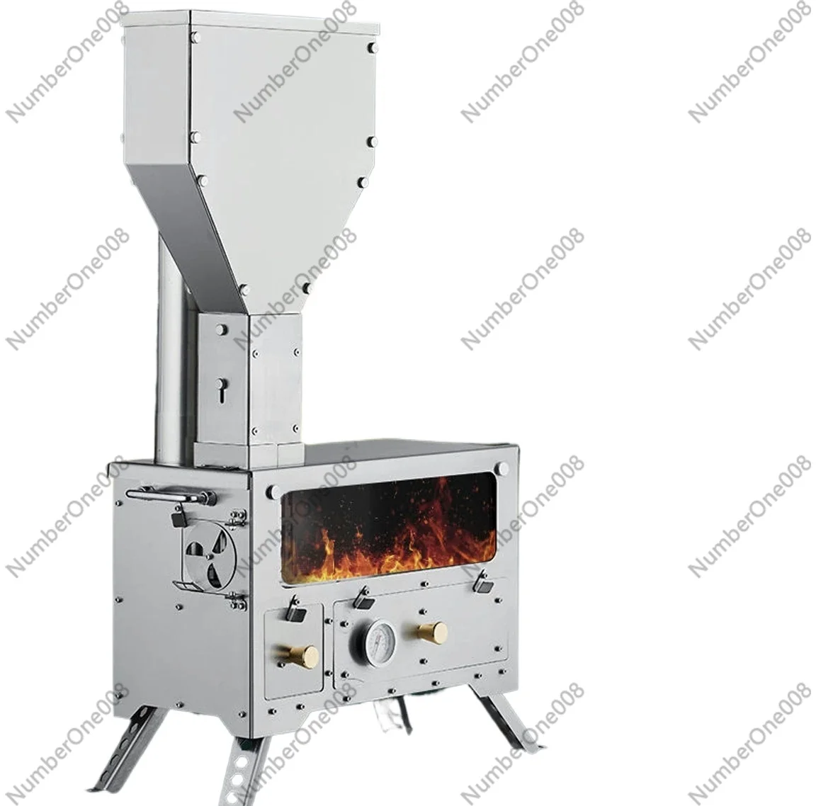 

Портативная многотопливная печь из нержавеющей стали, уличная походная плита для сжигания дров и пеллет с высокой эффективностью и дымоходом