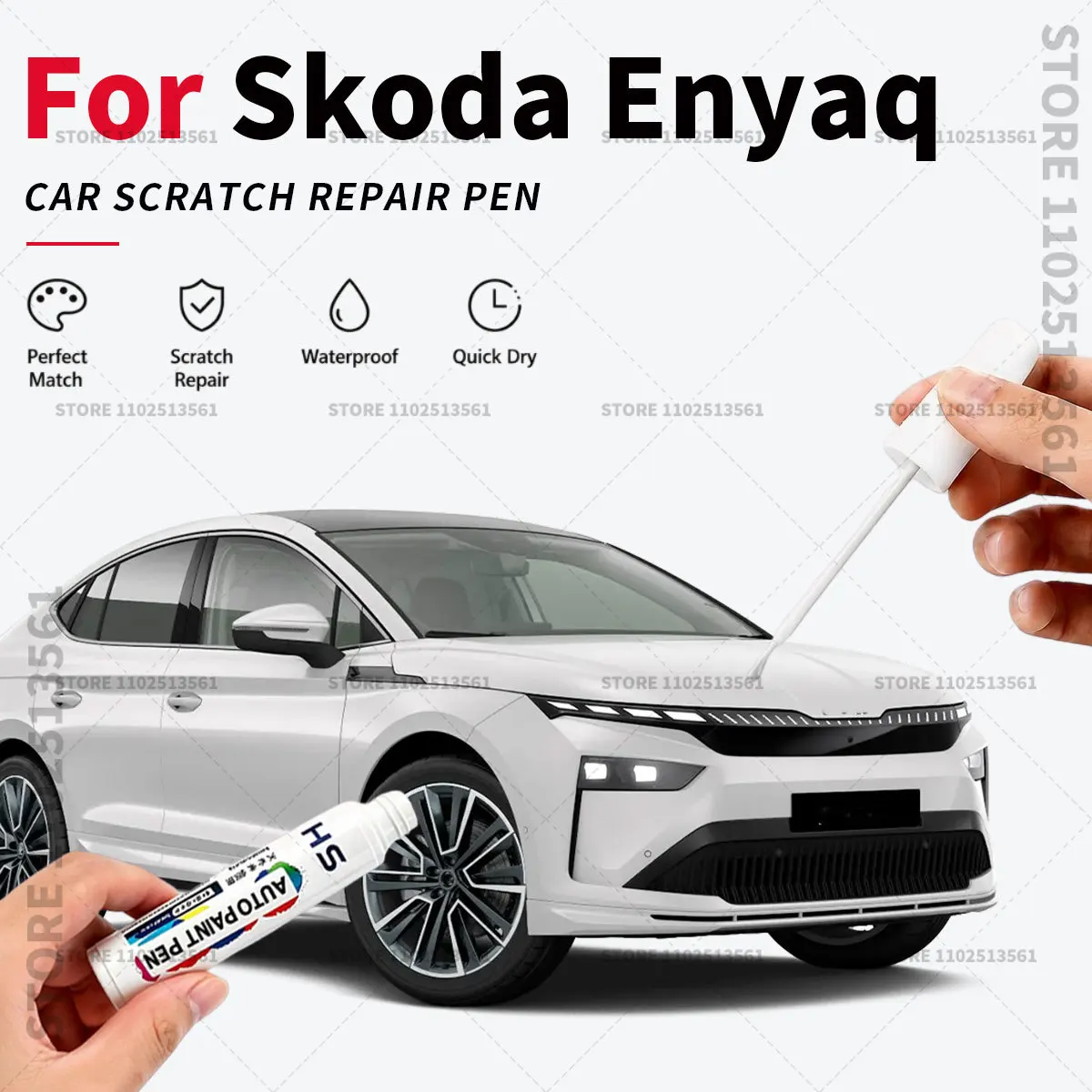 Car Touch Up Paint Pen Quick Repair Scratch Remover Auto Paint Brush Easy Application For Skoda Enyaq Black White Blue Silver
