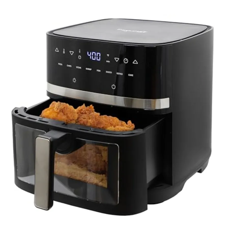 

8.5 Quart Digital Electric Air Fryer with Adjustable Temperature 1700W Countertop Fryer Stainless Steel Kitchen Appliance Silve