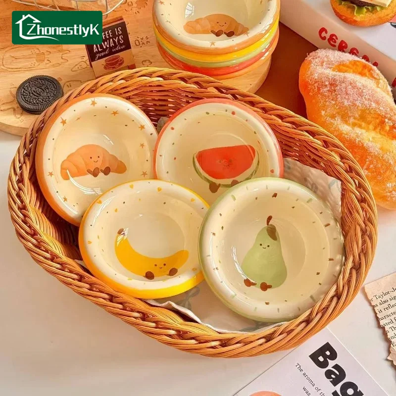 Juego de 4 Platos de Cerámica Creativos con Forma de Croissant para Salsas, Platos para Condimentos, Platos para Aperitivos, Tazón para Sushi, Vajilla de Cocina