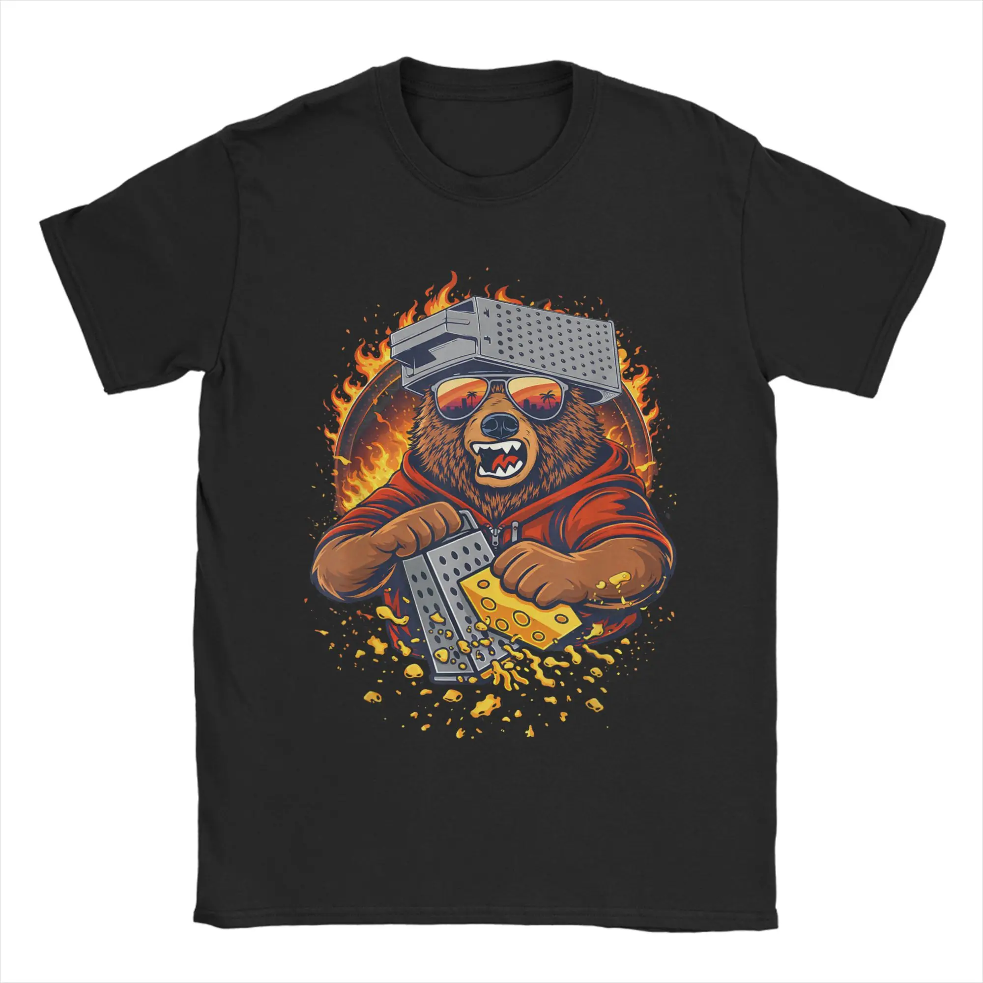 

Bear with a Grater Hat Men T Shirt Funny Tee Shirt Short Sleeve Round Neck T-Shirts 100% Cotton Birthday Gift Clothes
