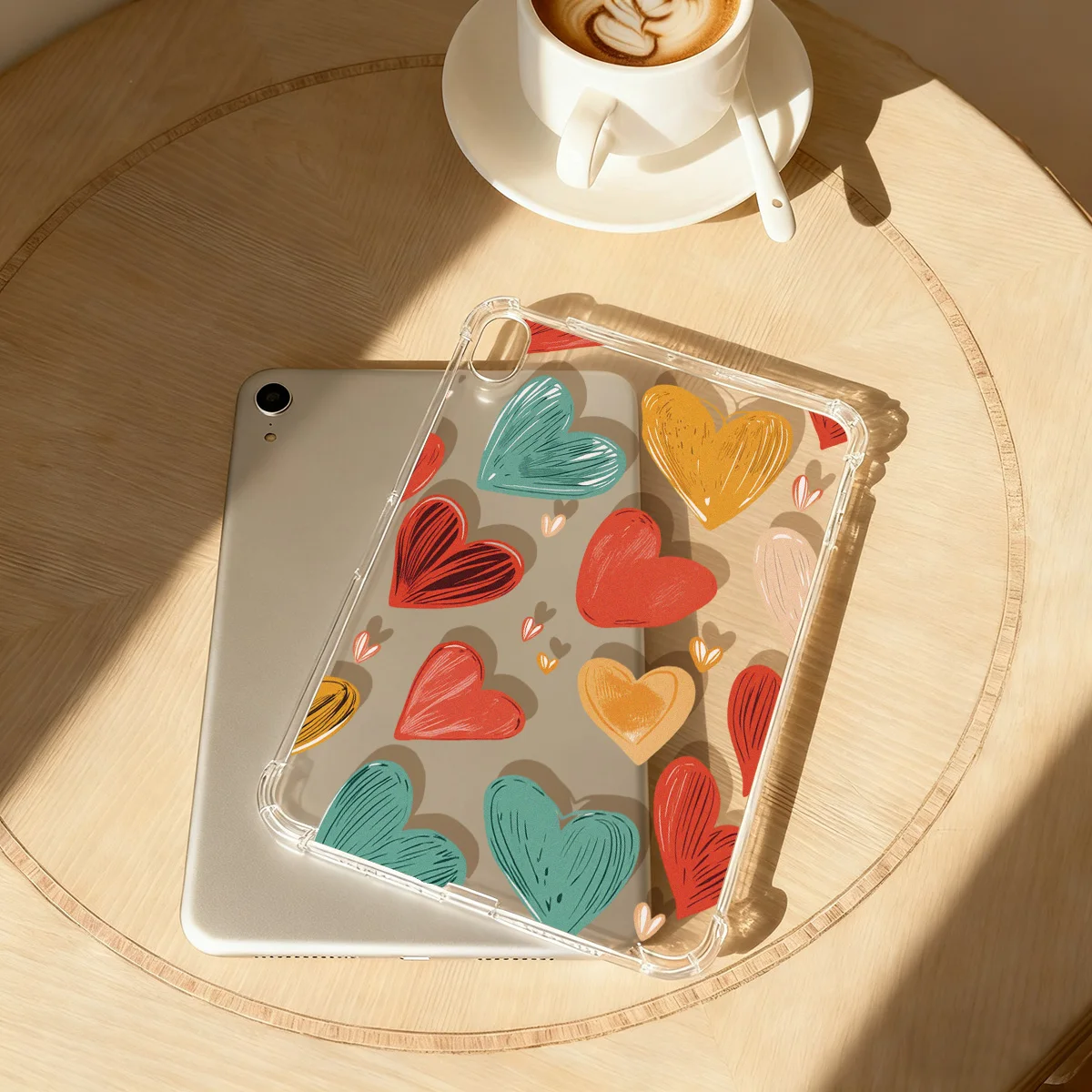 Colorful Heart Transparent Tablet Case For iPad Pro 11 2024 2018 2022 Air 4 10.9 Inch 13 2025 Silicone For iPad 5 6 Mini 6 5 2 3