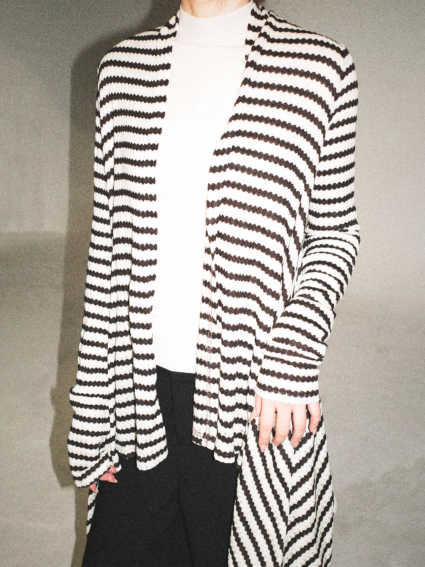 

DUSKLIT повседневный свободный крой с v-образным вырезом в полоску вязаный свитер пальто женский длинный свек нерегулярный узор осенний открытый кардиган