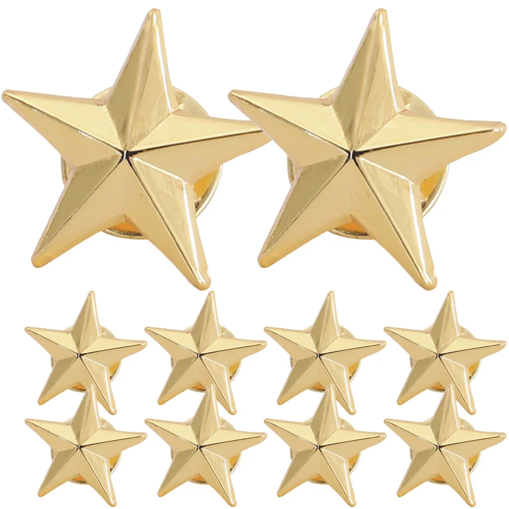 

10pcs Metal Badges Exquisite 3D Star Design Shiny Pins for Hats Jackets Decorative Lapel Brooches Durable Party Supplies