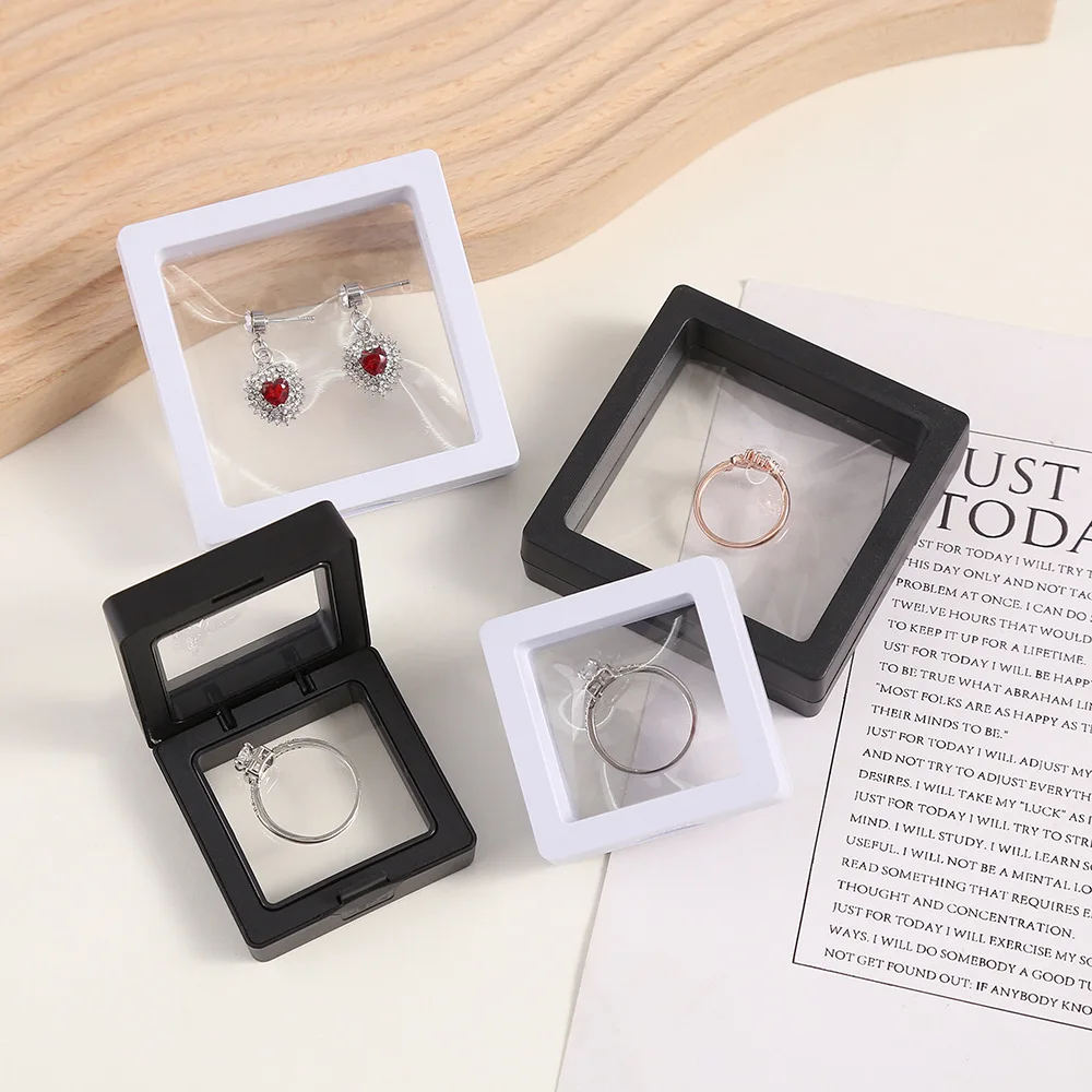 Transparent PE Thin Film Suspended Jewelry Box Necklace Earrings Ring Display Storage Box Solid Color Jewelry Box Wholesale