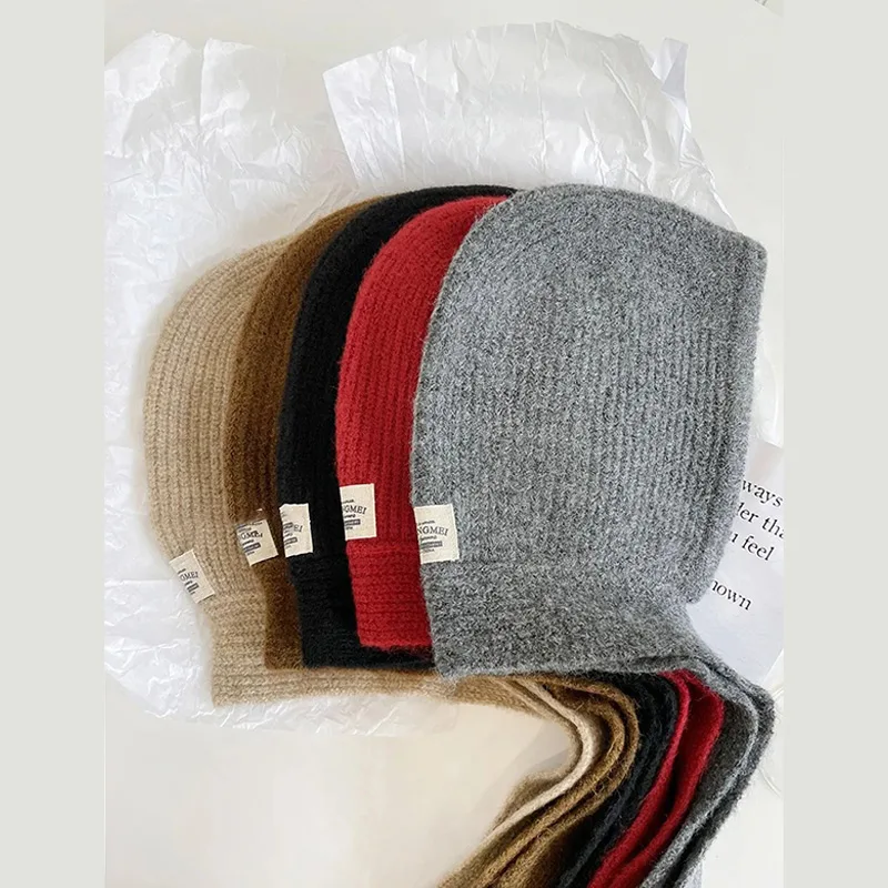 Knitted Beanies Cap For Men&Women Winter Warm Unisex Hooded Hat Neck Collar Scarf Cap Ski Beanie Cold Hats Balaclava Caps Bonnet