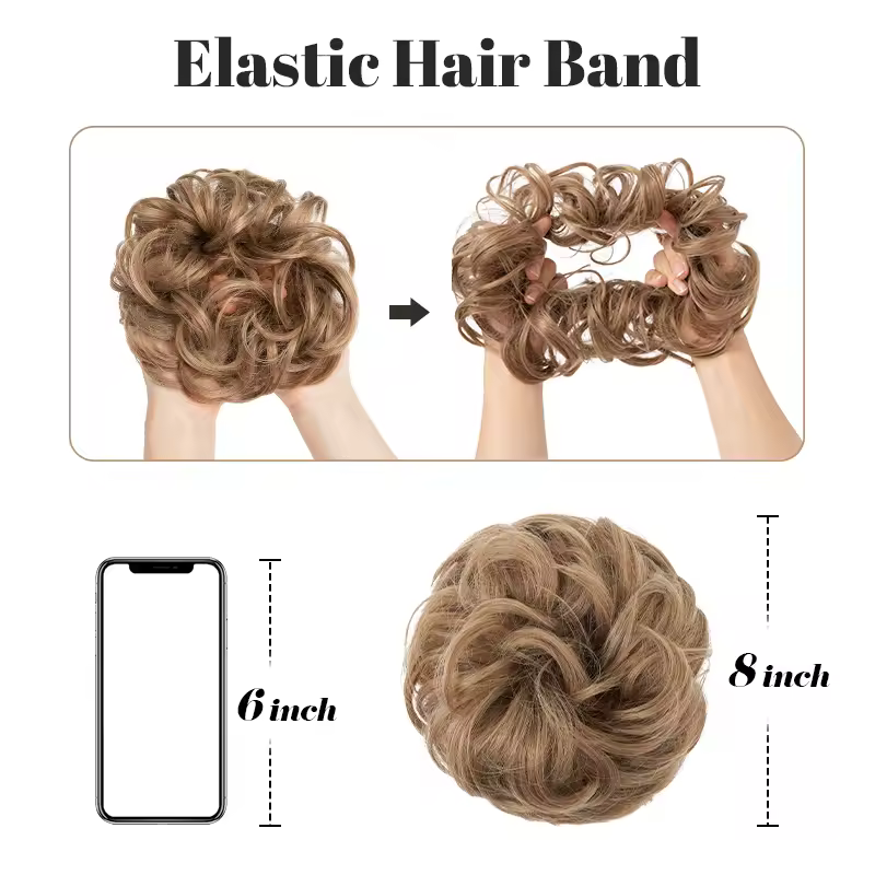 Synthetic Messy Hair Bun Extensions Big Curly Elastic Hair Scrunchies Hairpieces Chignon Donut Updo Hair Pieces for Women - Image 4