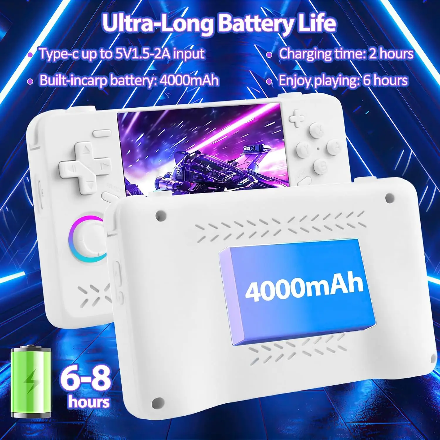 업그레이드된 XF40H 휴대용 게임 콘솔 레트로 게임 콘솔 사전 로드된 클래식 게임 4.0인치 4K HD IPS 스크린 오픈 소스 리눅스