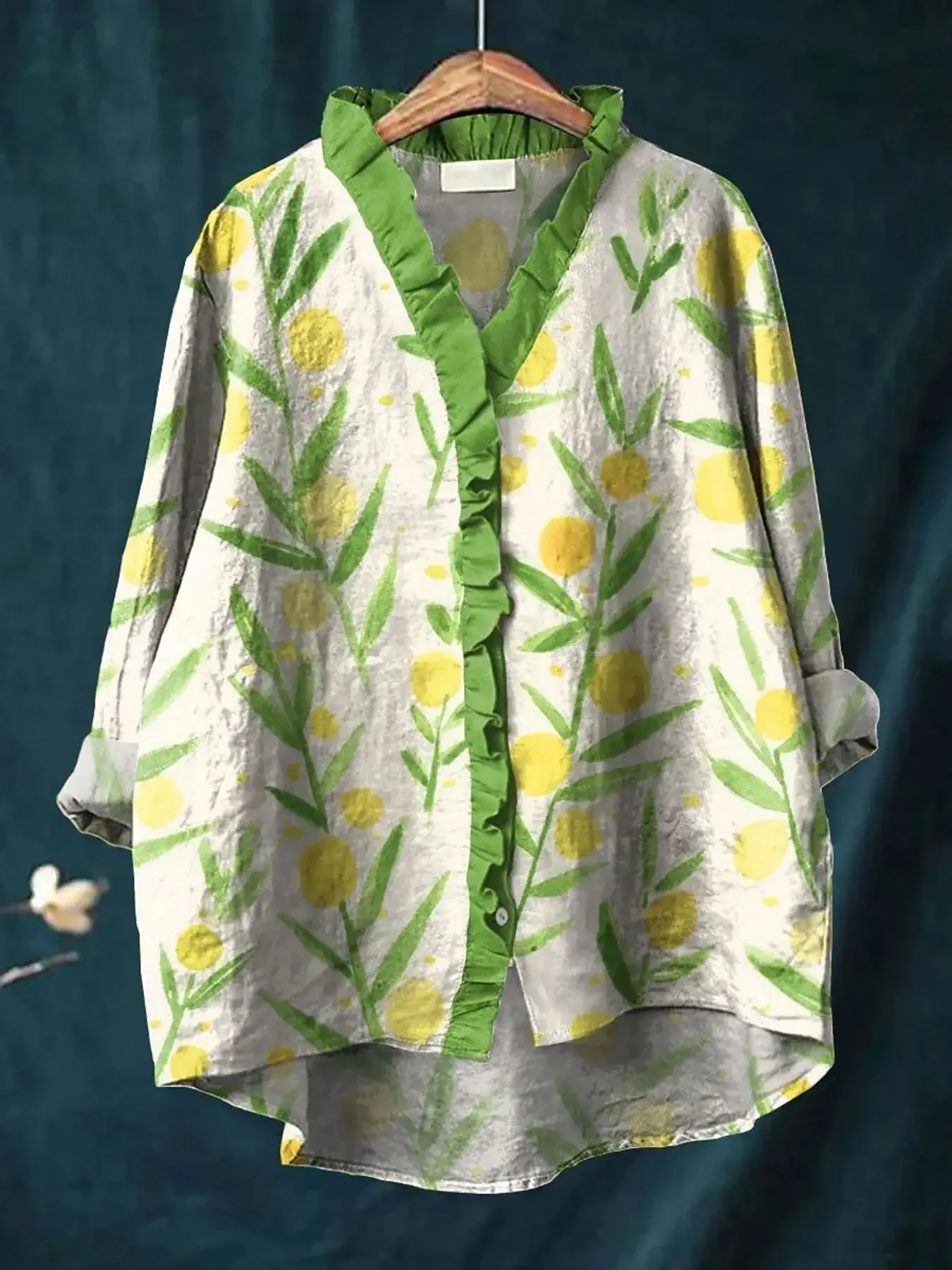 Autumn new V-neck casual top, women's long sleeved lace shirt, Wedding guest attire and daily wear