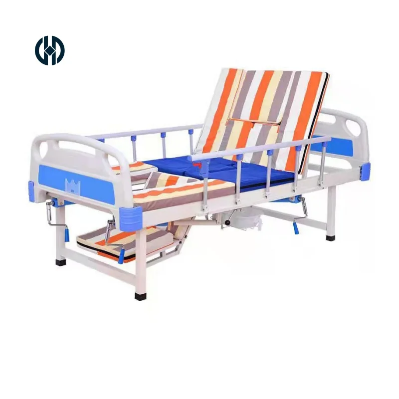 

Cheap price adjustable nursing 2 crank manual medical hospital bed