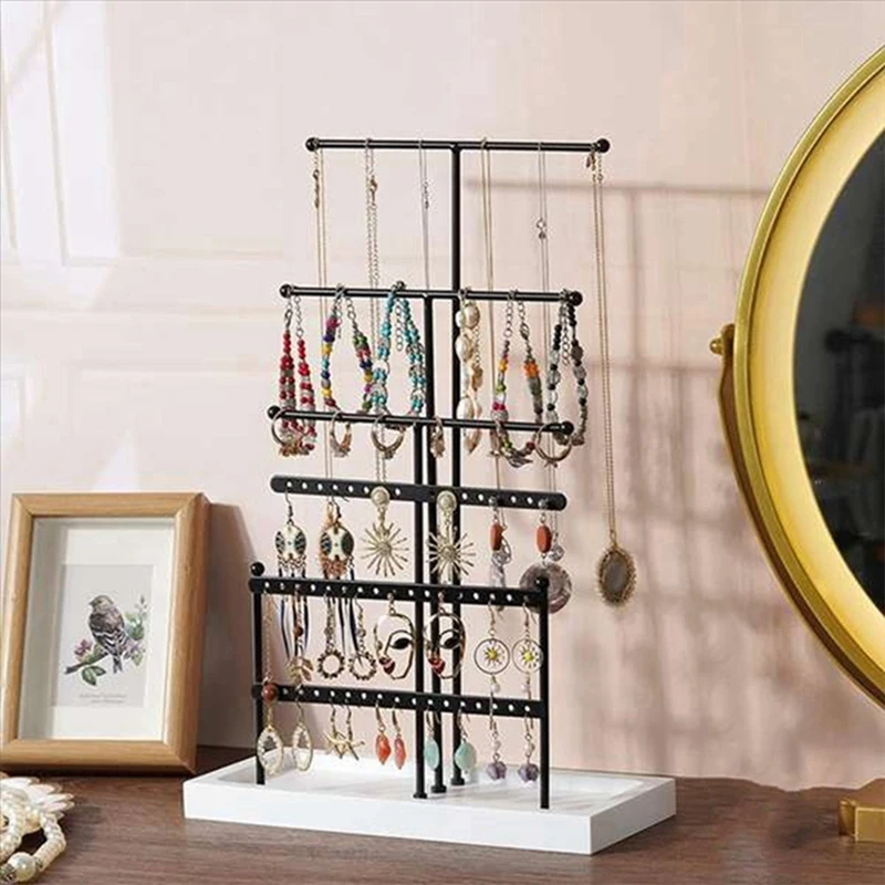 Jewelry Organizer Tabletop Jewelry Holder Earring Necklace Bracelet 6 Tier Jewelry Tree Display Stand with Tray