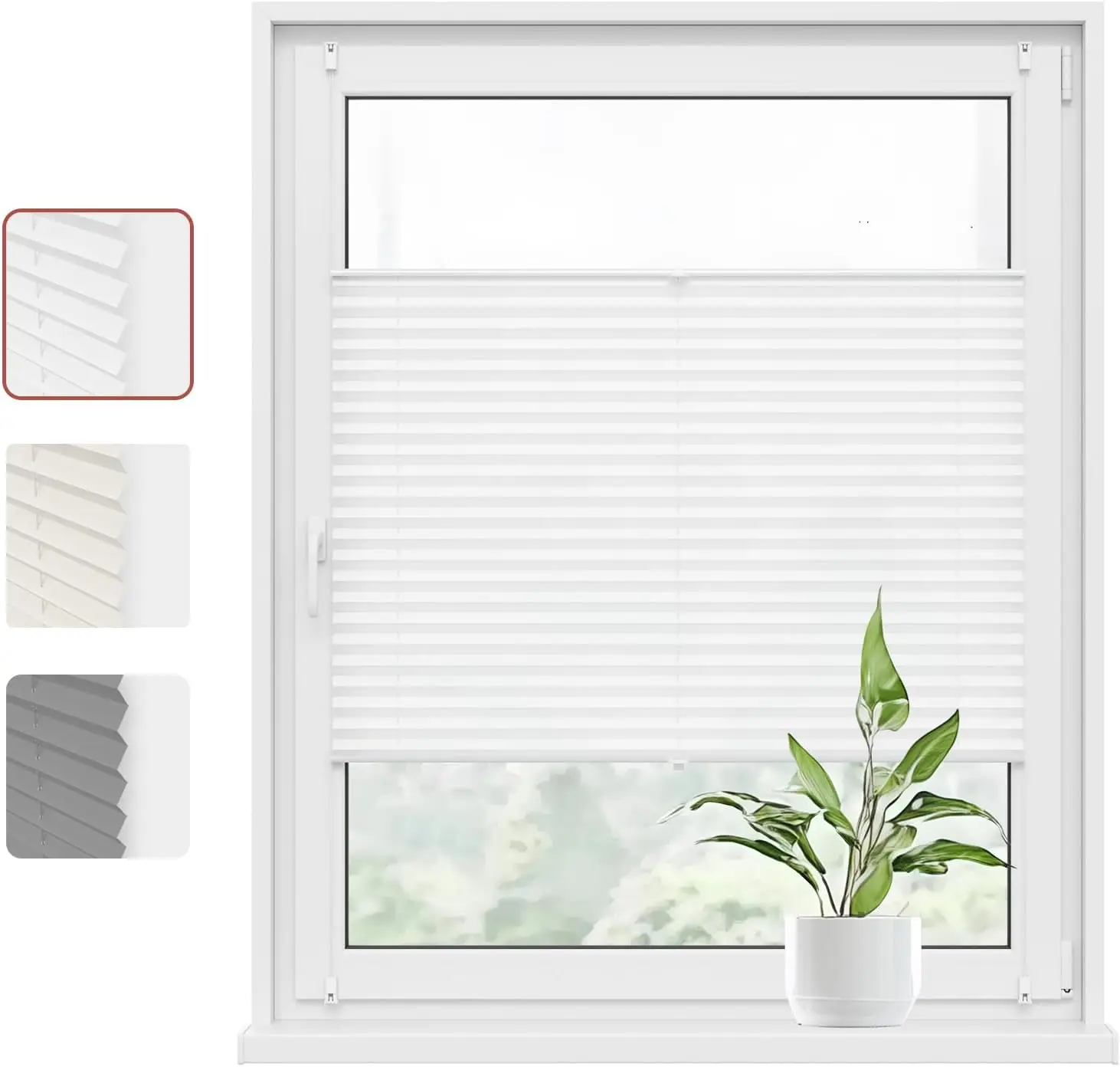 WOLTU Easyfix persiana plegable con sujeción, persiana enrollable plisada Klemmfix sin perforación, pantalla de privacidad opaca para puertas y ventanas