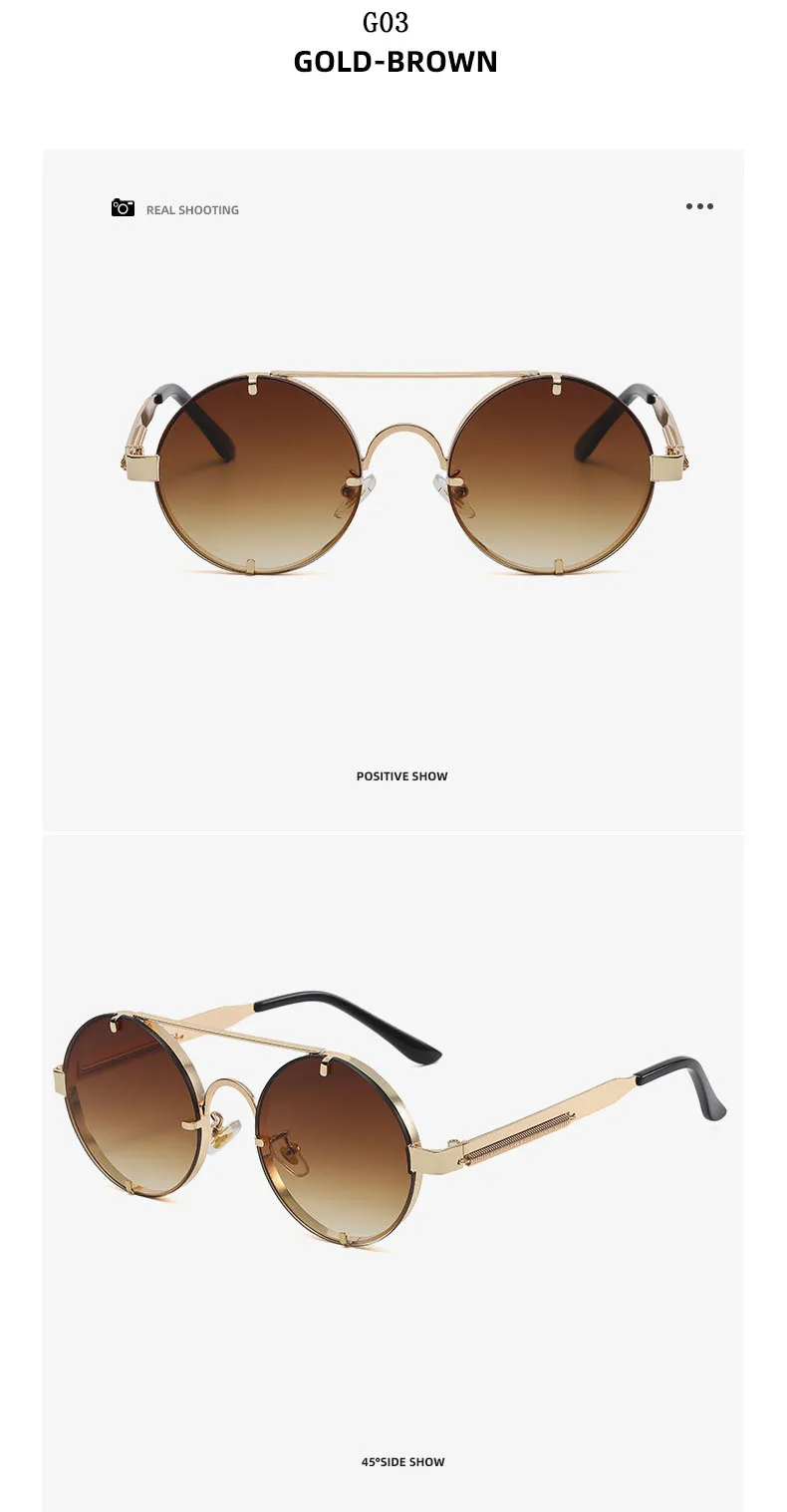 Runde Steampunk Sonnenbrille Für Männer Modische Punk Sonnenbrille Frauen Trendy Vintage Mode Gläser Retro Gafas De Sol Hombre – Detail 11